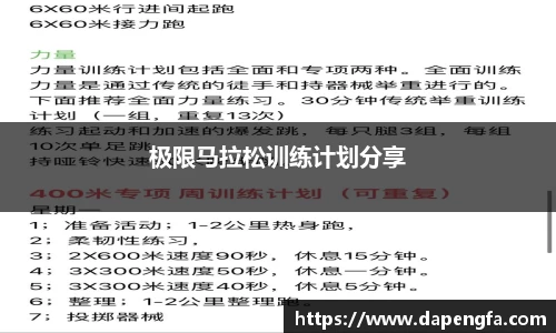 极限马拉松训练计划分享
